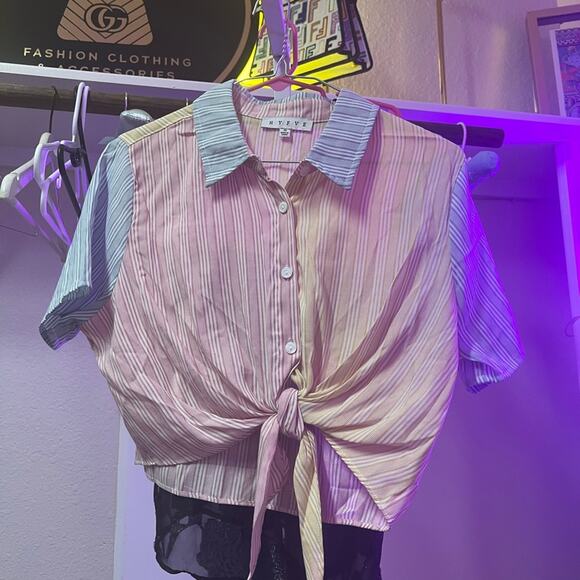 HYFVE Pastel Striped Button Down Shirt - Picture 3 of 5